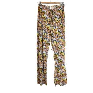 Adam Selman Sport Mesh Psychedelic Swirl Print Pants Orange Yellow Purple